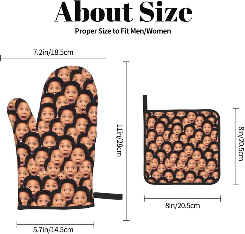 Personalized Hand Shaped Oven Mitts & Pot Holders Set