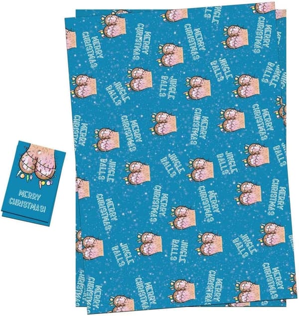 Funny Rude Christmas Wrapping Paper with Gift Tags (Set of 2)