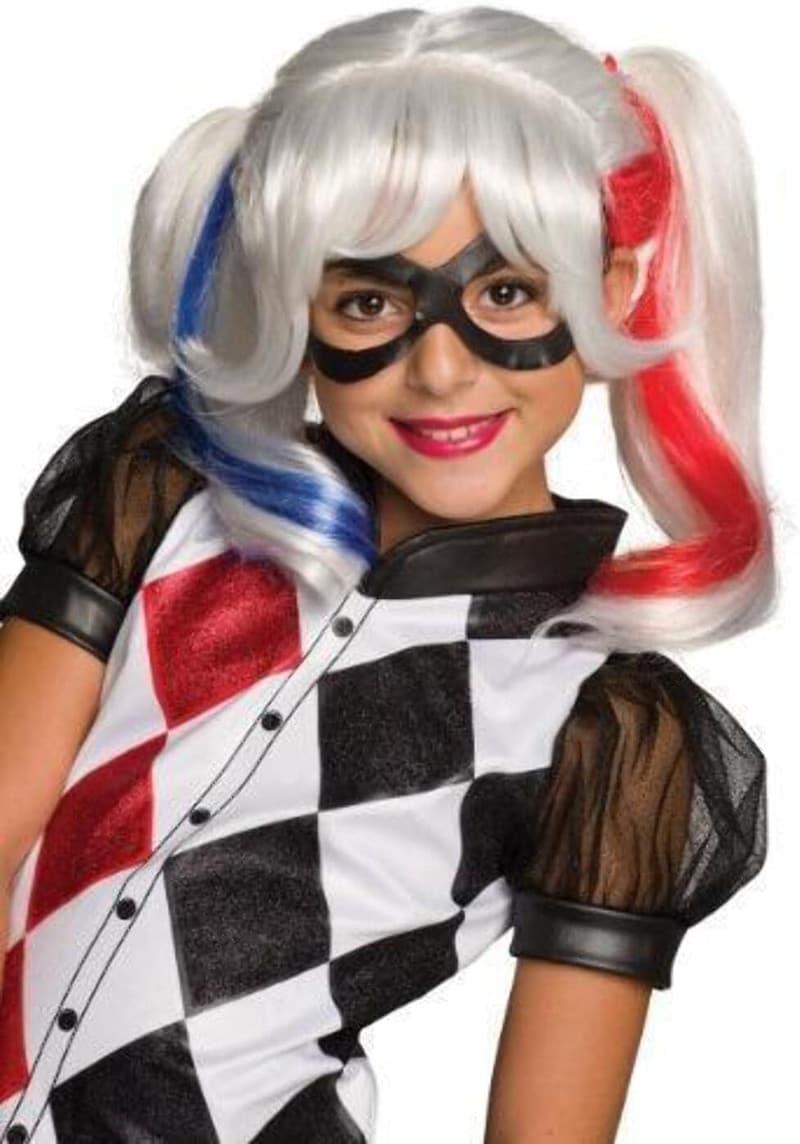 Harley Quinn Costume Wig for Kids, White, One Size
