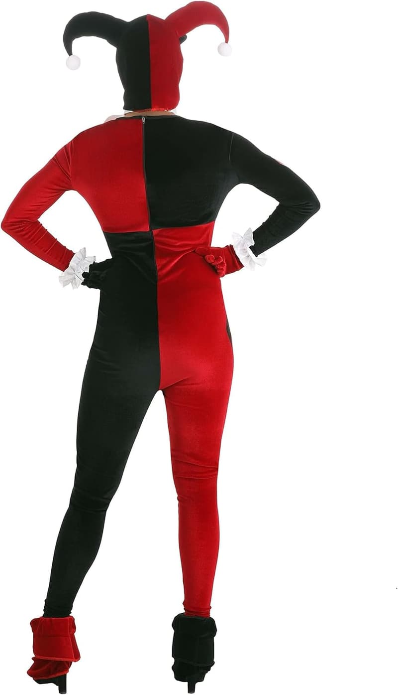 Harley Quinn Women's Costume Set with Jumpsuit, Hood & Accessories