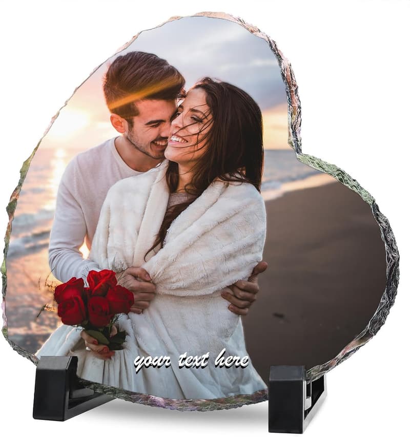 Mother's Day Personalized Heart-Shaped Slate Photo Frame