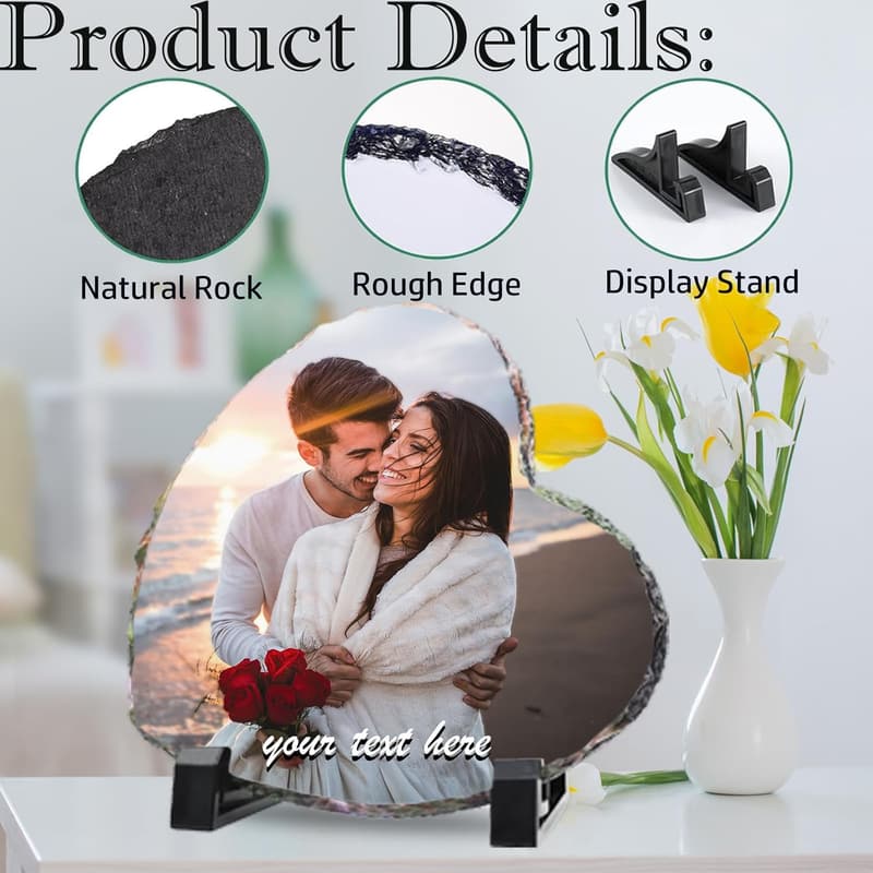 Mother's Day Personalized Heart-Shaped Slate Photo Frame