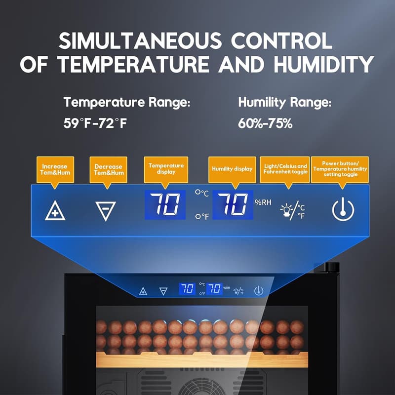 Electric 50L Humidor with Digital Hygrometer & Cedar Shelves