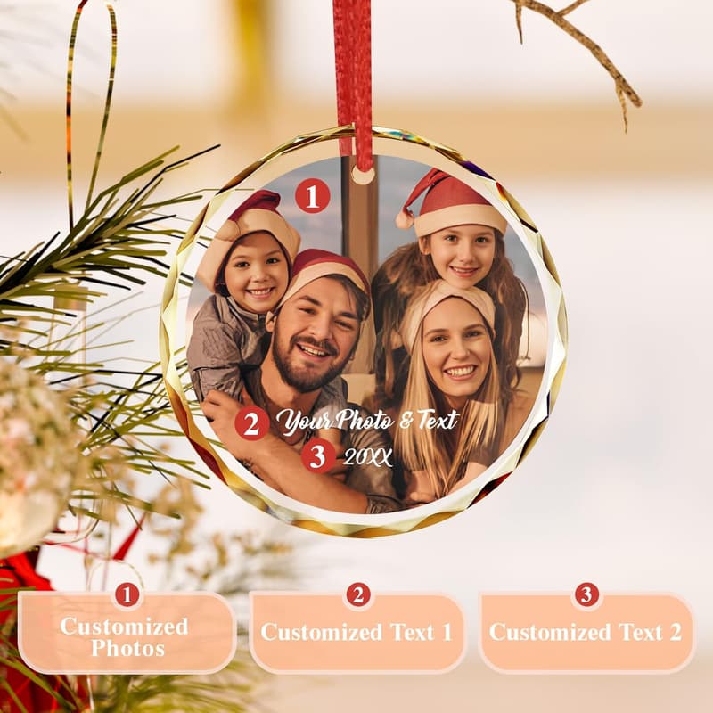 Personalized Crystal Christmas Ornaments for Couples