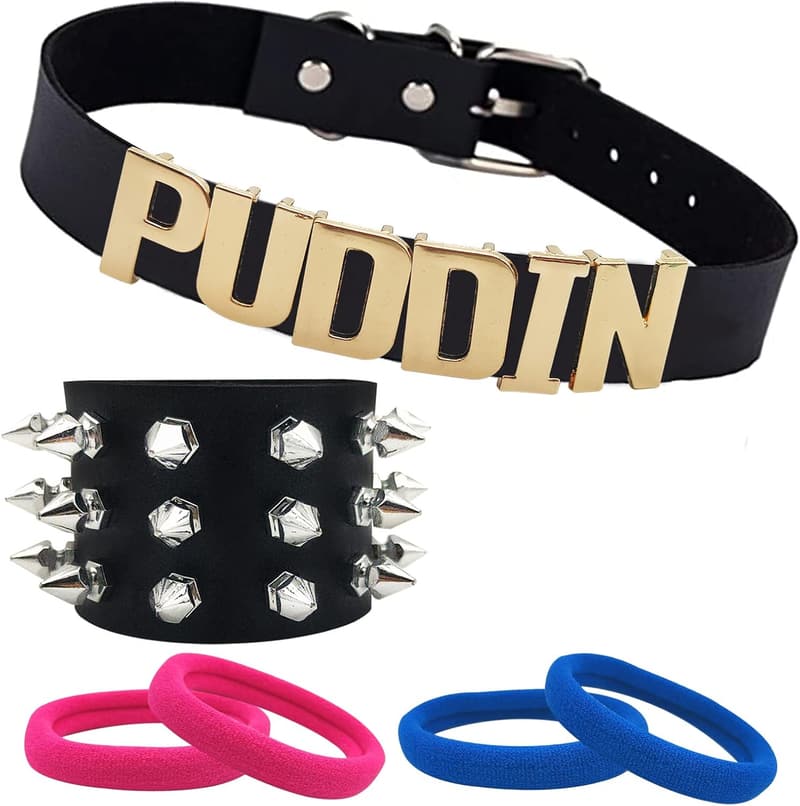 Halloween Costume Punk Leather Choker & Bracelet Set for Women