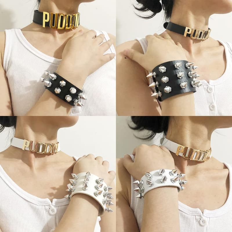 Halloween Costume Punk Leather Choker & Bracelet Set for Women
