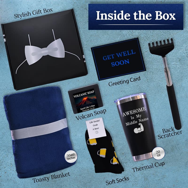 Get Well Soon Gift Basket for Men – Thoughtful Recovery Care Package