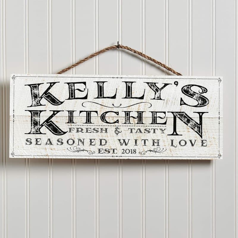 Personalized Rustic Wood Kitchen Sign for Wife