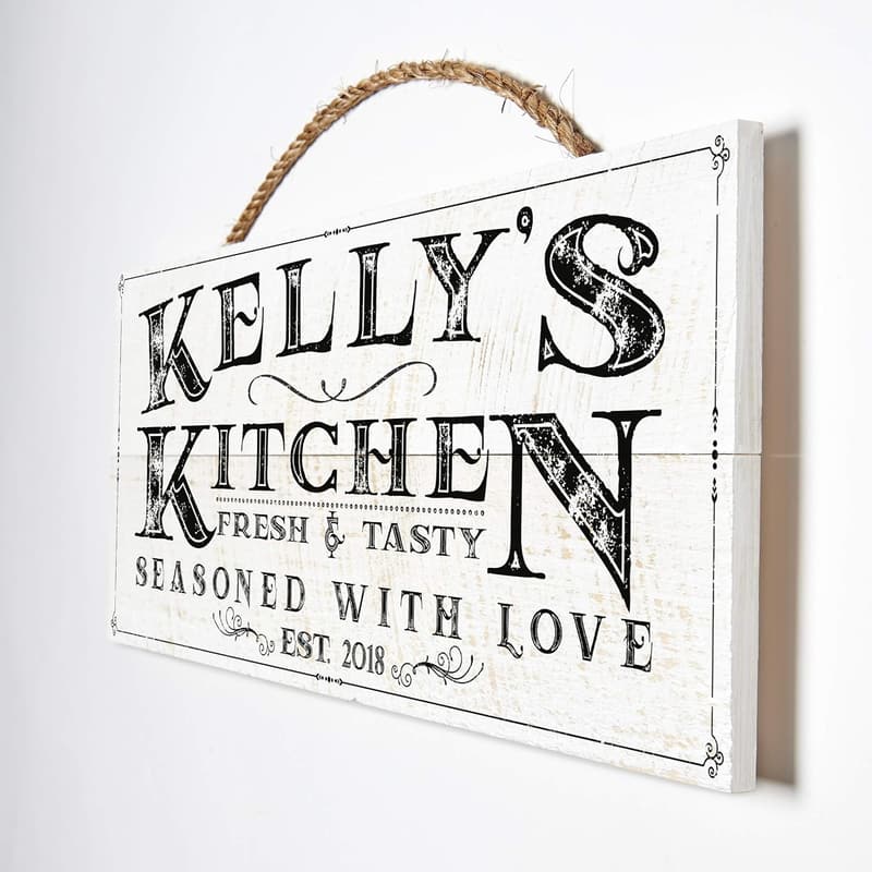 Personalized Rustic Wood Kitchen Sign for Wife
