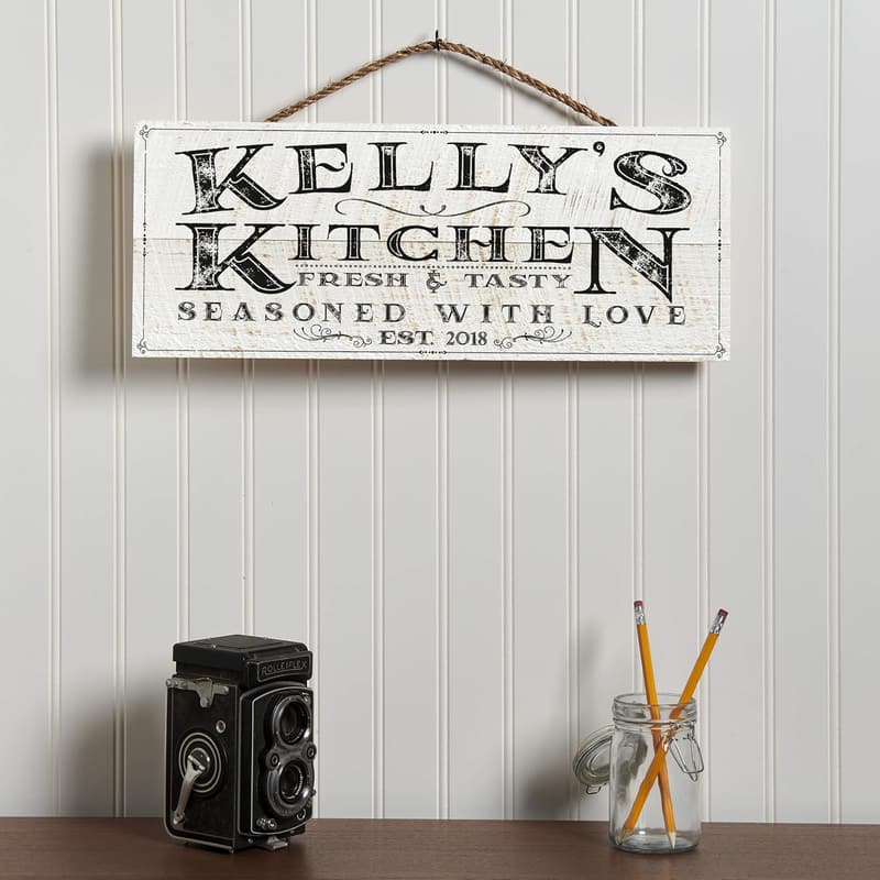 Personalized Rustic Wood Kitchen Sign for Wife