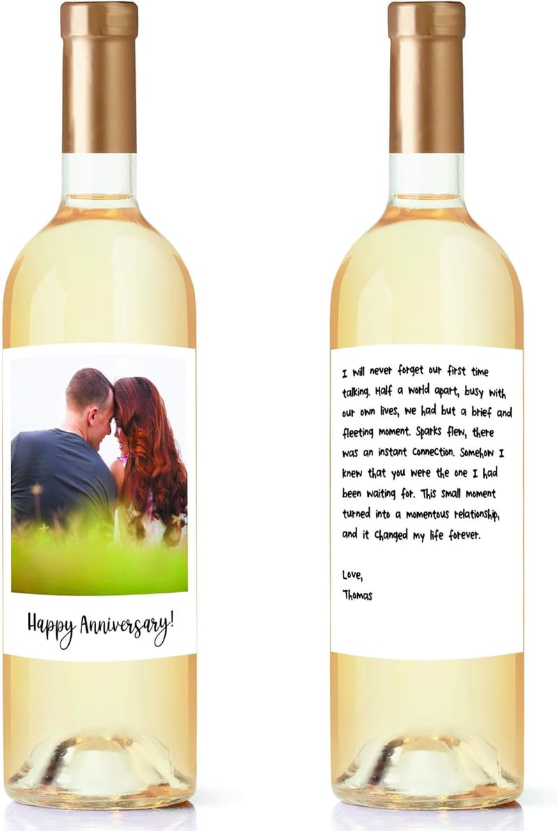 Personalized Wine Labels Set of 2 - Custom Waterproof Stickers for Weddings, Anniversaries, & Birthdays