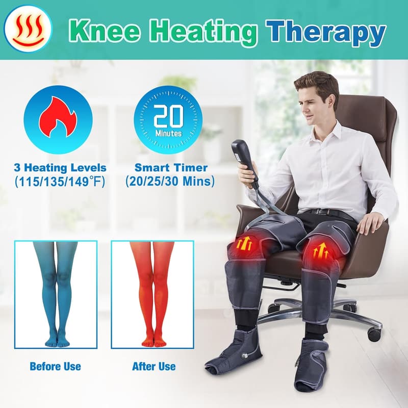 Air Compression Leg Massager with Heat – Gift for Parents