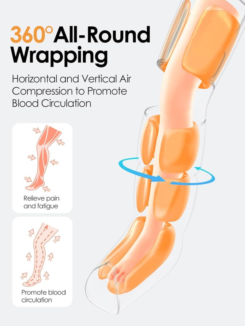 Leg Massager with Heat and Air Compression for Pain Relief
