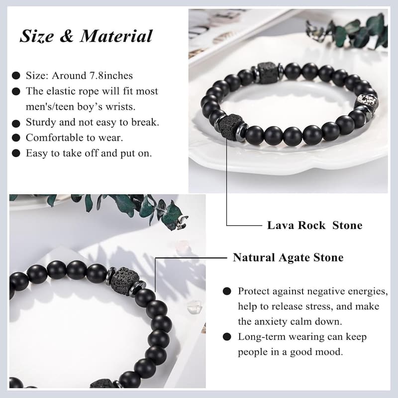 Men's Elastic Rope Bracelet - Gift for Dad, Husband, Son