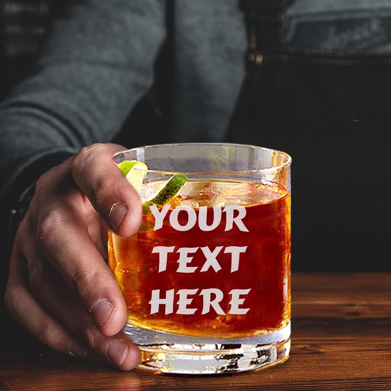 Personalized 9oz Engraved Whiskey Glass - Custom Text