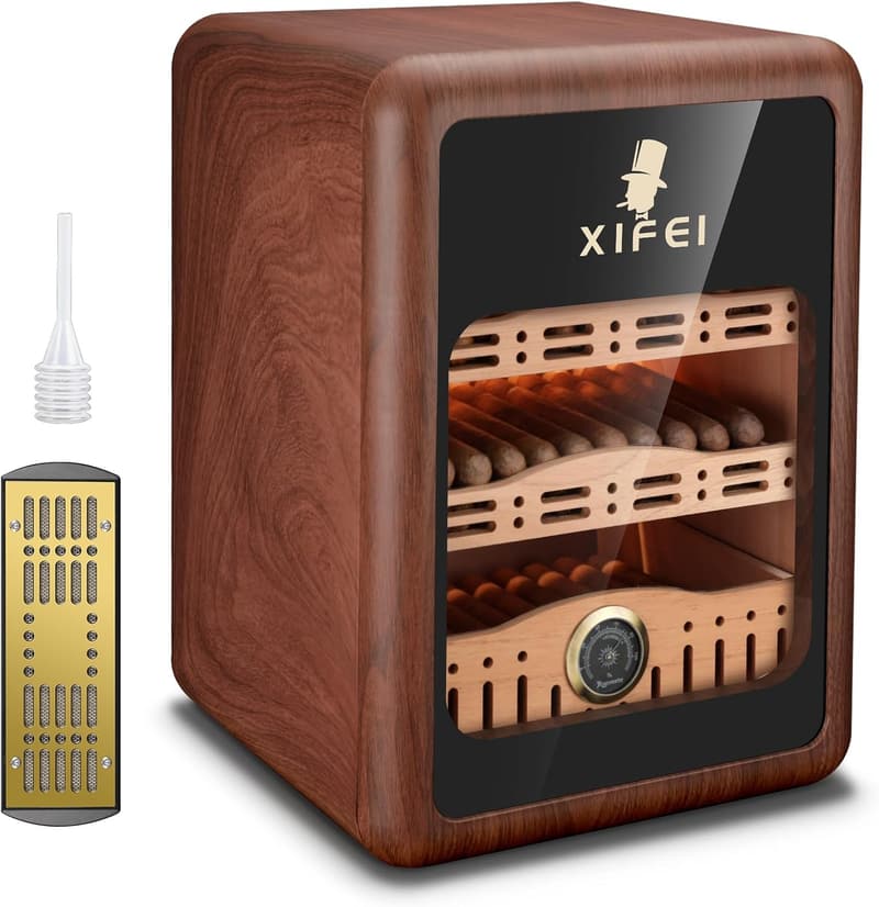 Men's Humidor for 150 Cigars with LED Lighting & Cedar Shelves