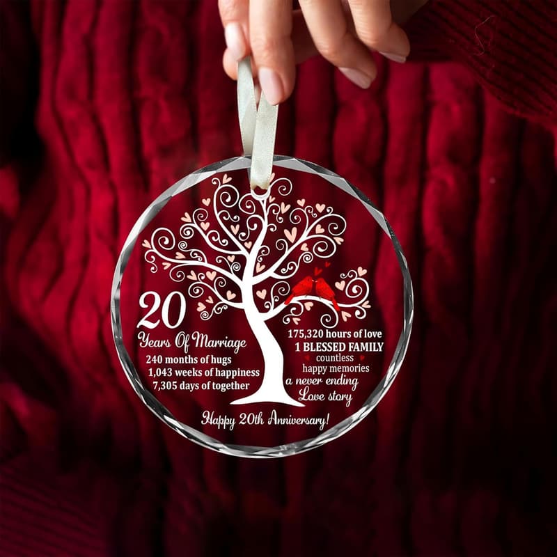 20th Anniversary Glass Ornament for Couples - Elegant Keepsake