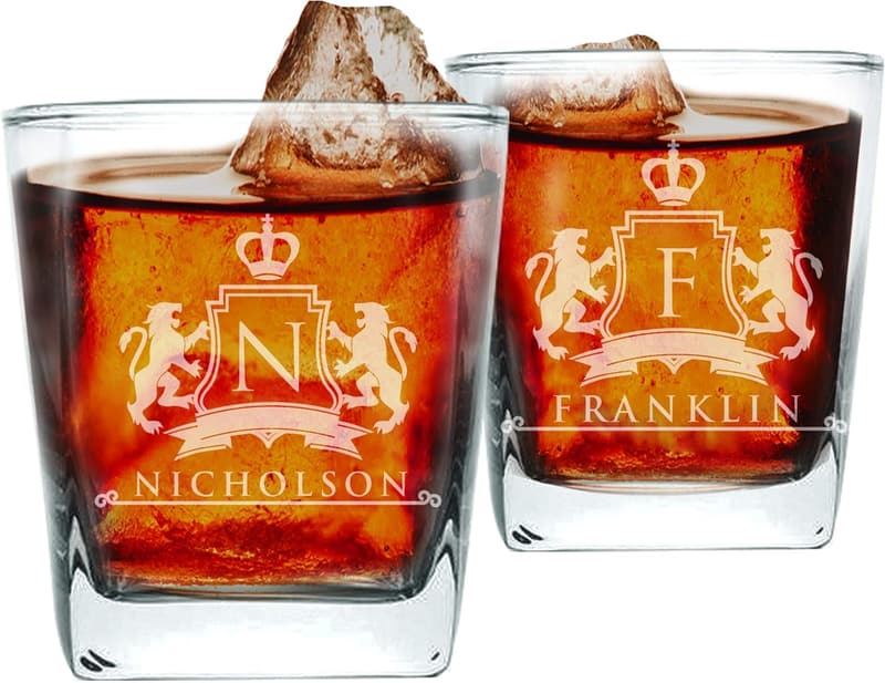 Customized Engraved Square Rocks Glasses for Wedding Party