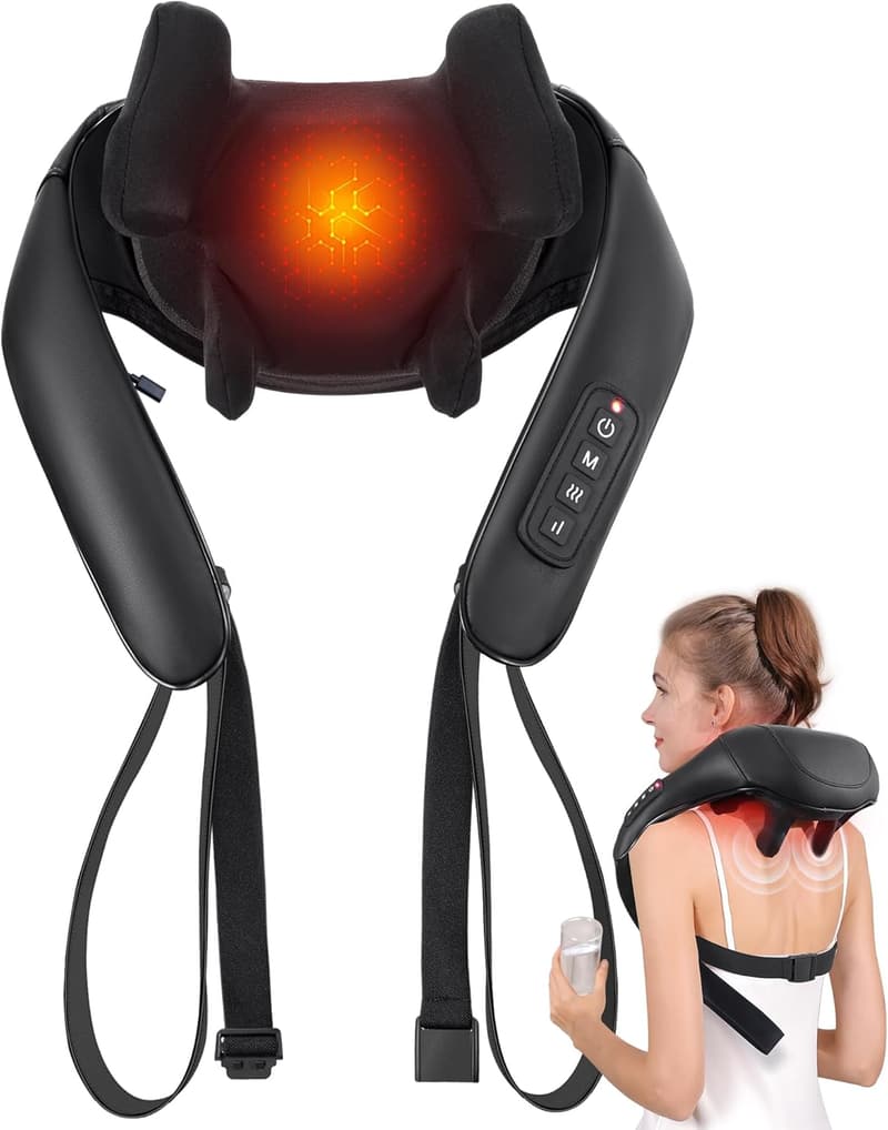Cordless Shiatsu Massager with Heat for Pain Relief