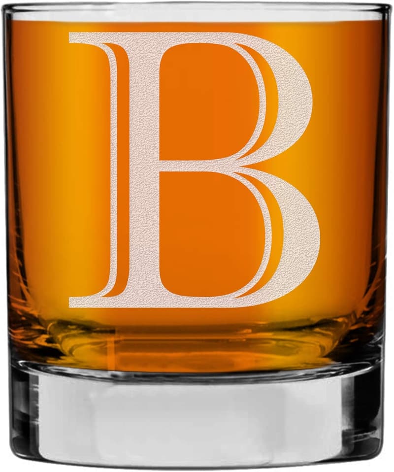 Personalized Monogrammed 11oz Whiskey Glass for Men