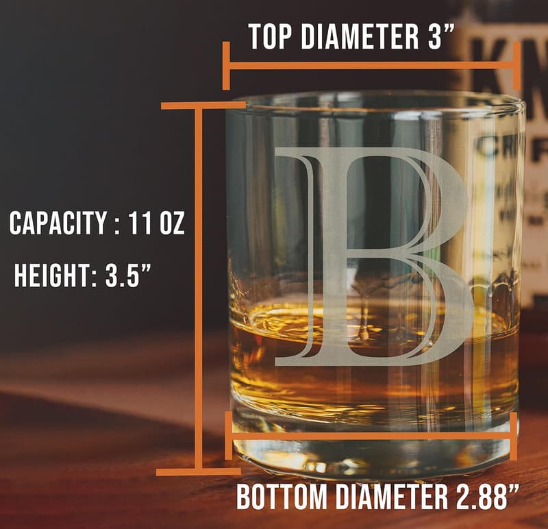 Personalized Monogrammed 11oz Whiskey Glass for Men