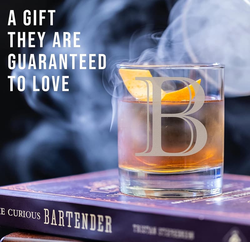 Personalized Monogrammed 11oz Whiskey Glass for Men