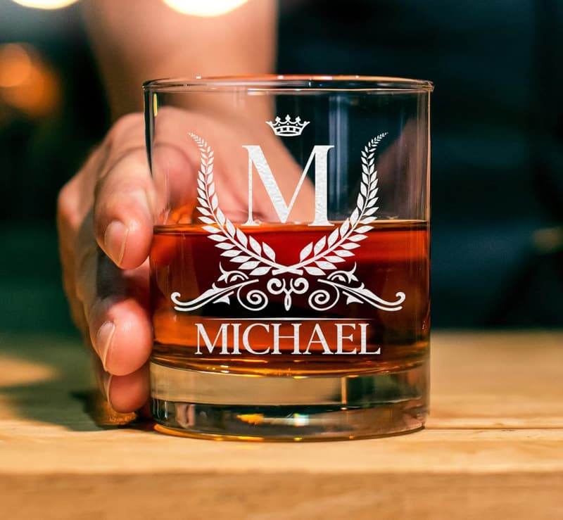 11oz Personalized Whiskey Glass Set - Engraved Gift for Him & Her