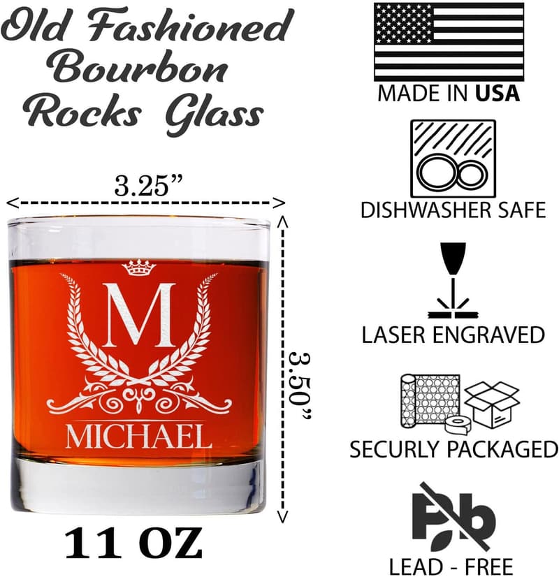 11oz Personalized Whiskey Glass Set - Engraved Gift for Him & Her