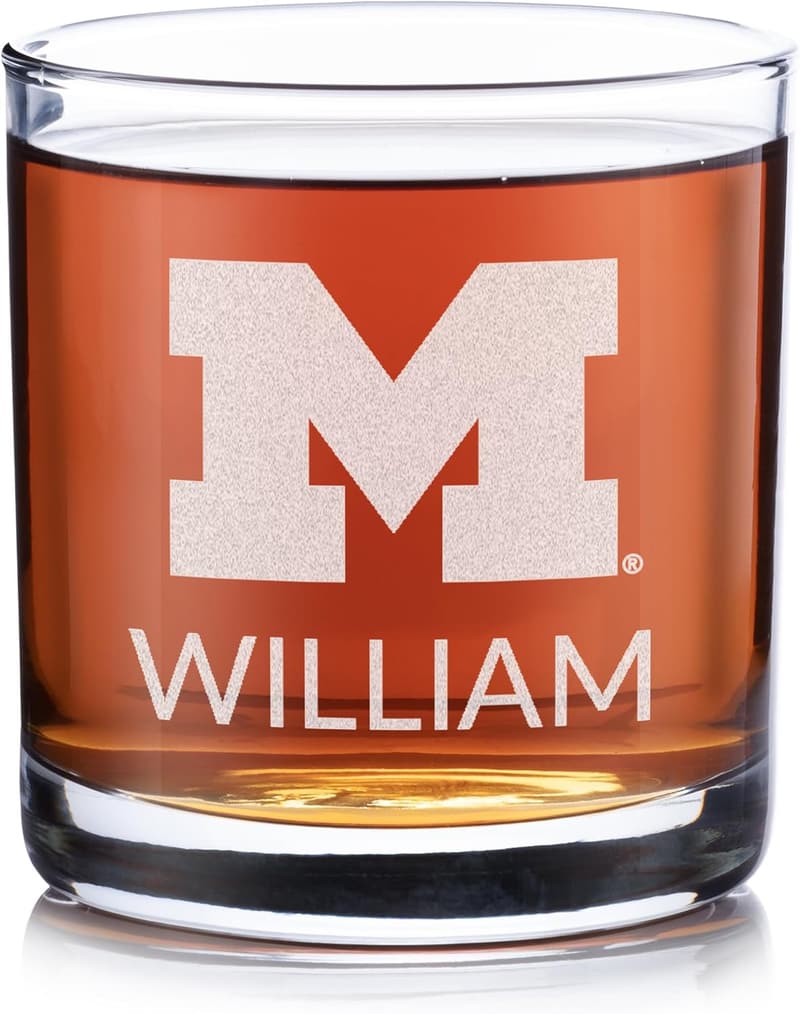 Father's Day Personalized Michigan Wolverines Glass - Engraved Barware
