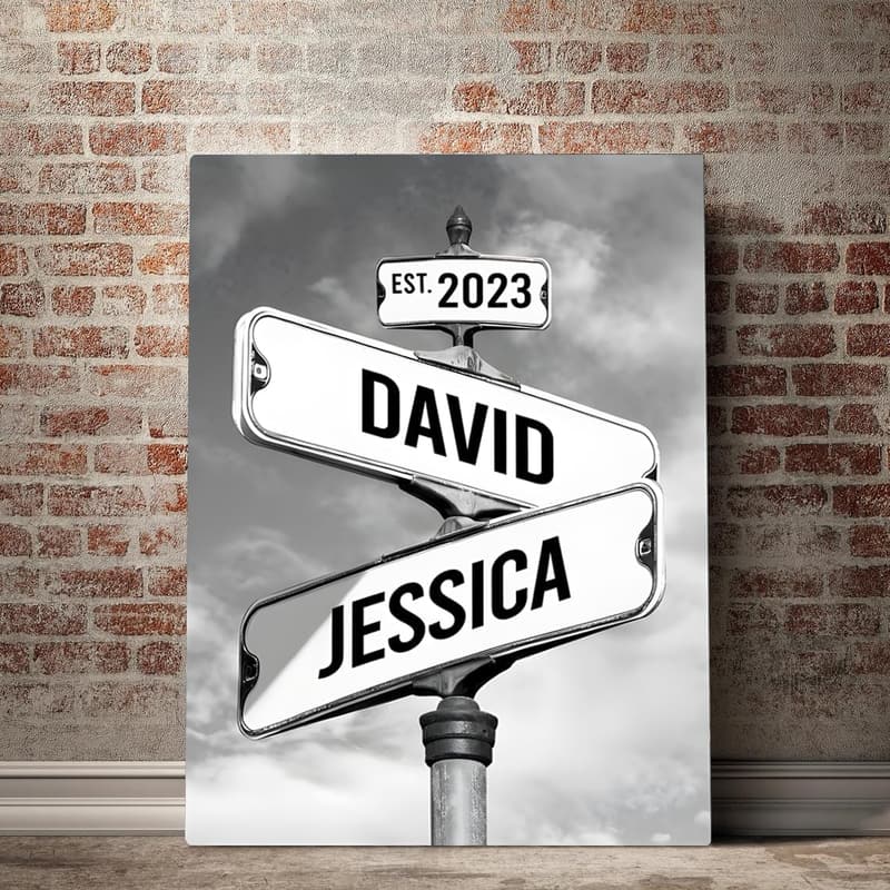 Couples Canvas: Personalized Vintage Street Sign Art