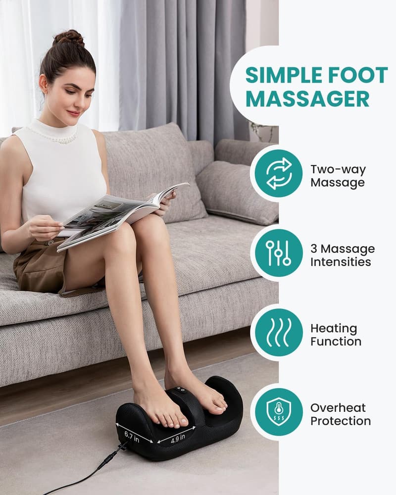 Shiatsu Foot Massager with Heat - Pain Relief for Home & Office