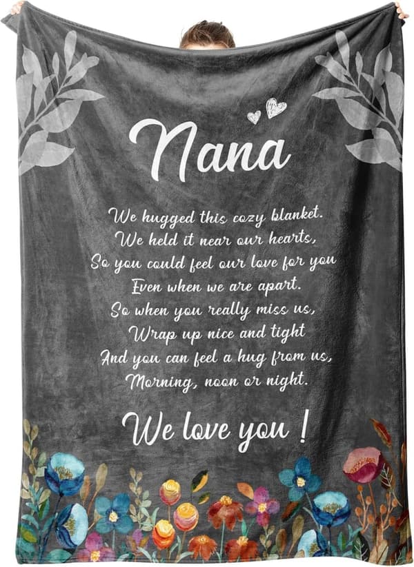 Nana Birthday Gift - Soft Floral Throw Blanket (50