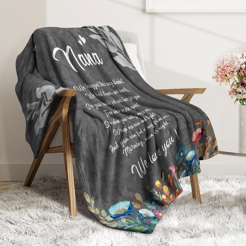 Nana Birthday Gift - Soft Floral Throw Blanket (50
