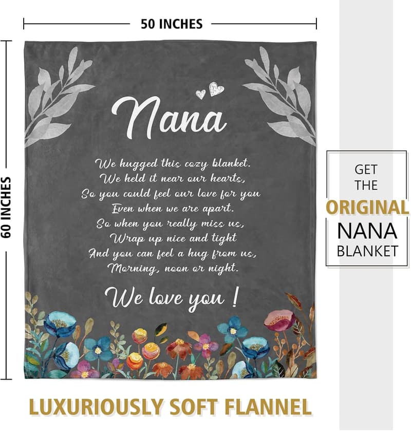 Nana Birthday Gift - Soft Floral Throw Blanket (50