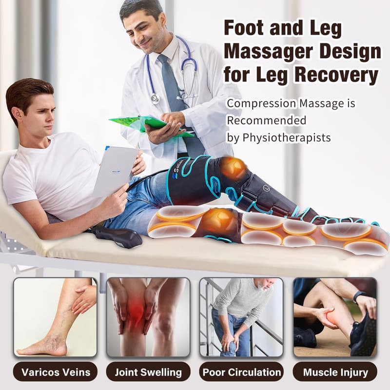 Leg Massager with Heat & Compression for Pain Relief