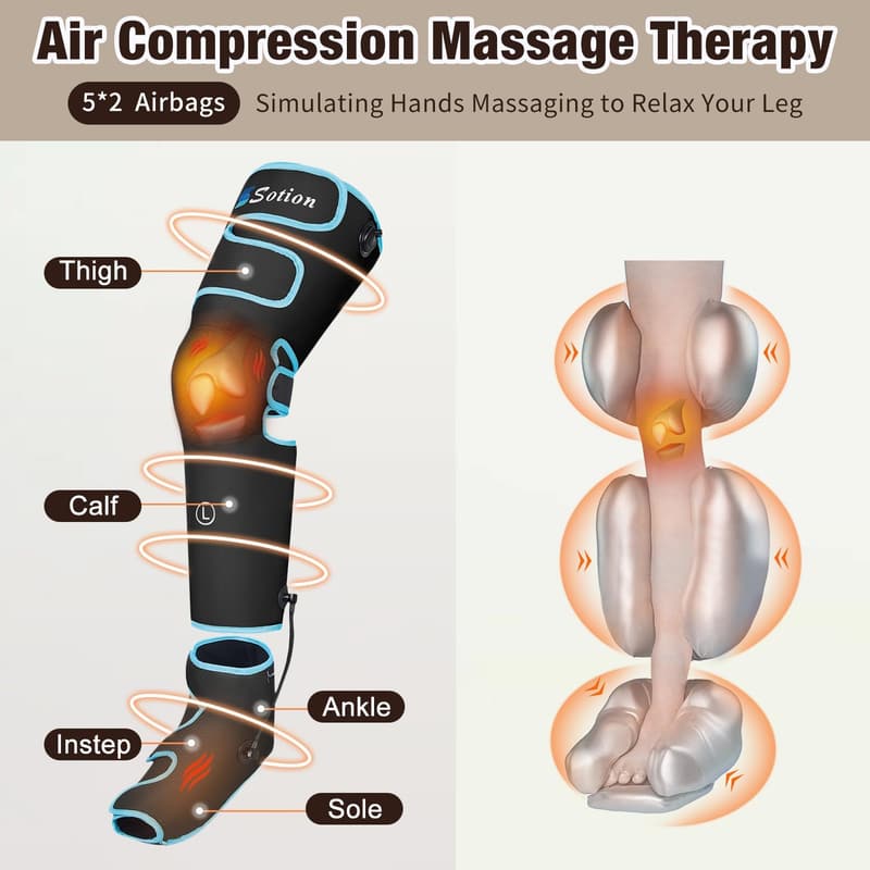 Leg Massager with Heat & Compression for Pain Relief