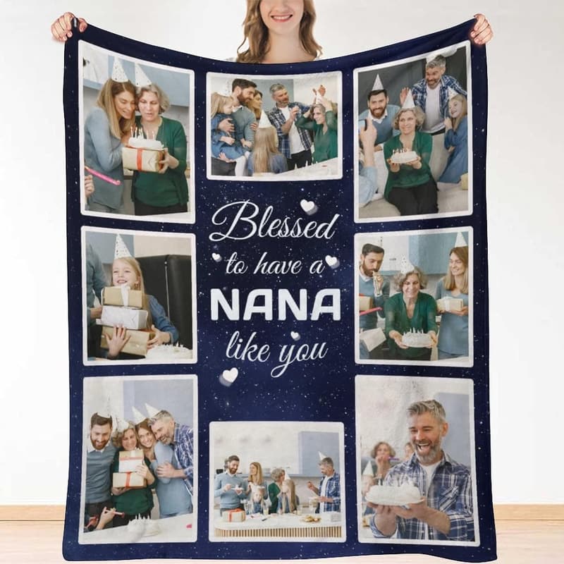 Personalized Photo Blanket for Grandma's Birthday