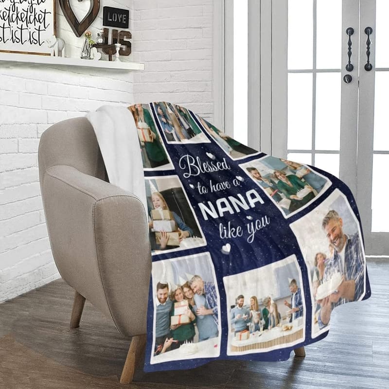 Personalized Photo Blanket for Grandma's Birthday