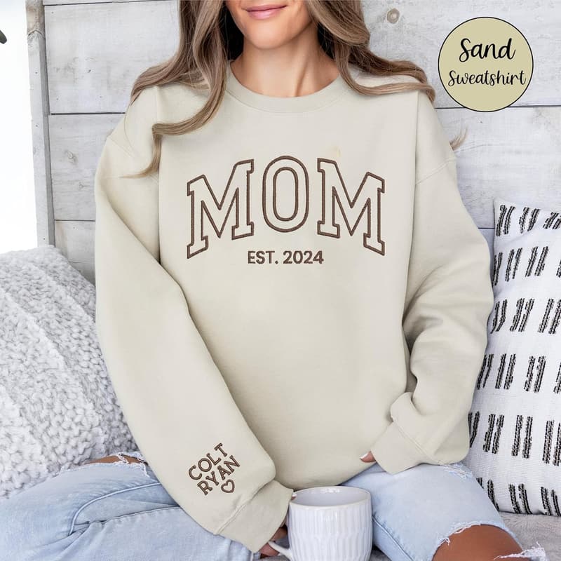 Mother's Day Embroidered Mama Sweatshirt for Women