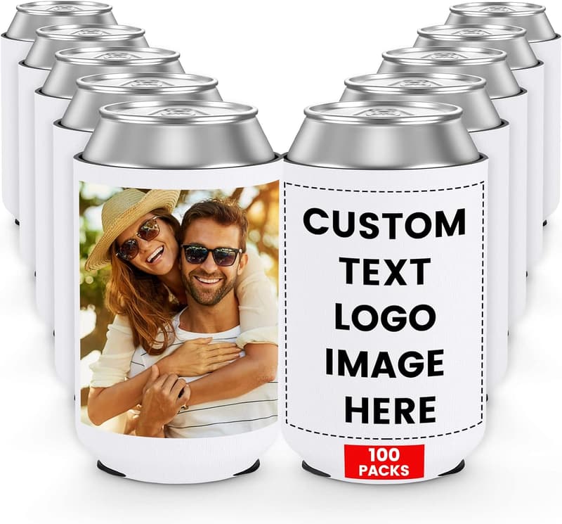 Personalized Neoprene Can Coolers - 100 Pack for Summer Parties