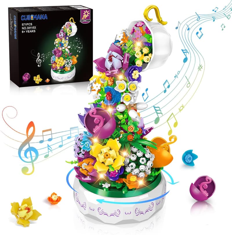 Mother's Day Flower Music Box Building Set - 571PCS Toy