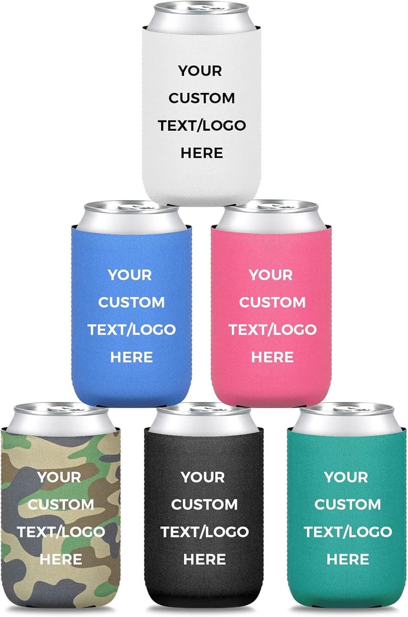 Personalized Neoprene Can Coolers - 100 Pack for Weddings & Parties