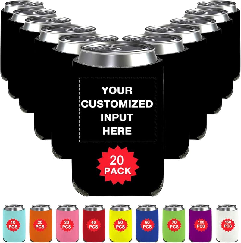 Custom Photo Can Coolers - 20pcs Set for Weddings & Picnics