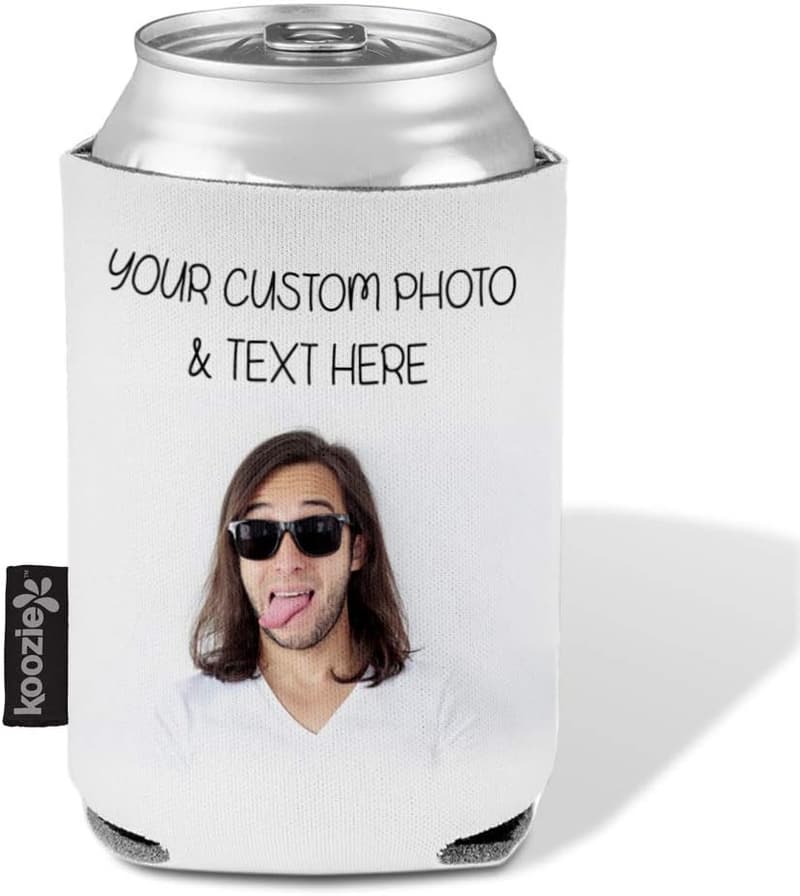 Personalized Beer Can Cooler with Custom Photo and Text