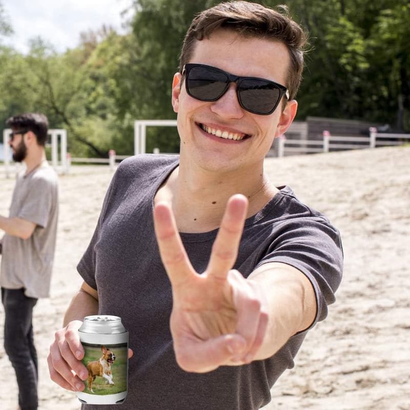 Personalized Beer Can Cooler with Custom Photo and Text