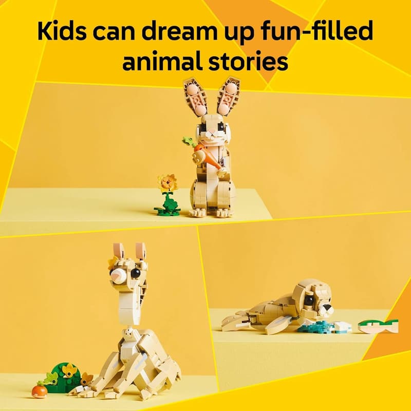 LEGO Creator 3-in-1 Cute Bunny Building Toy Set for Kids