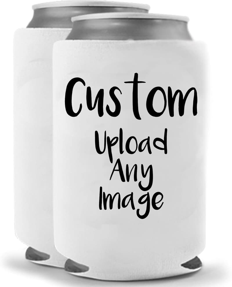 Custom Beer Can Cooler Set | Personalized Photo | Fun Wedding Gift