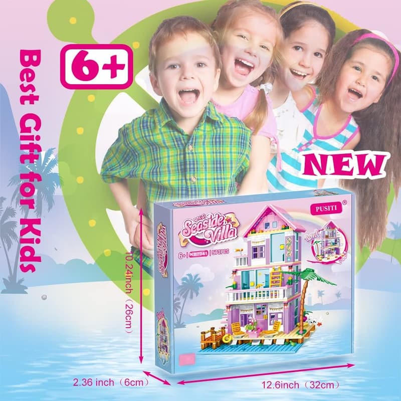 Beach Villa Building Set - 573-Piece Construction Toy for Girls 6+