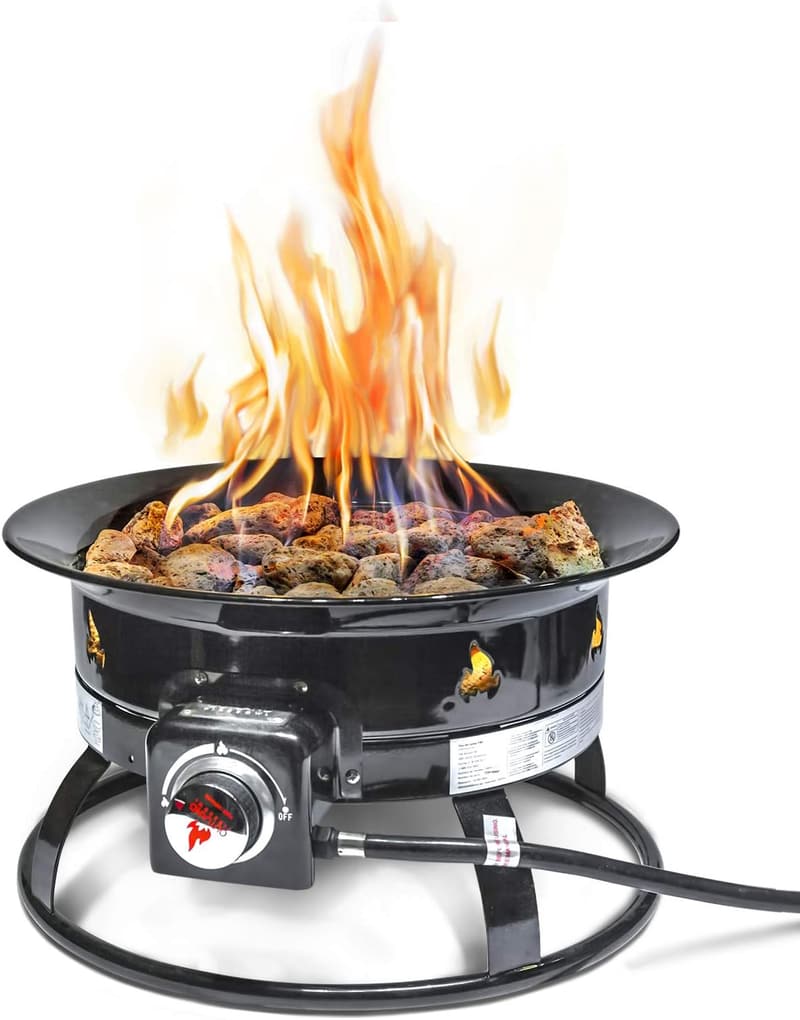 Portable 19-Inch Propane Fire Pit - 58,000 BTU for Camping & Patio