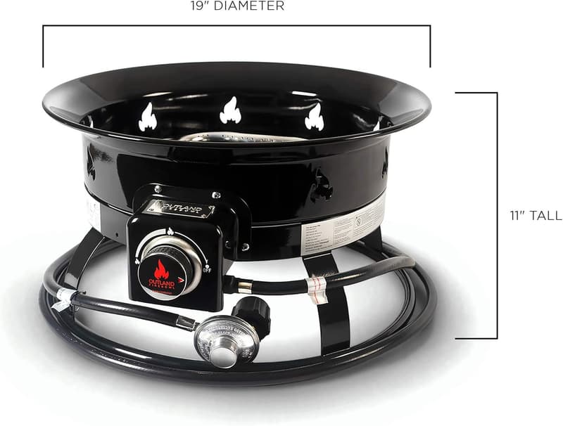 Portable 19-Inch Propane Fire Pit - 58,000 BTU for Camping & Patio